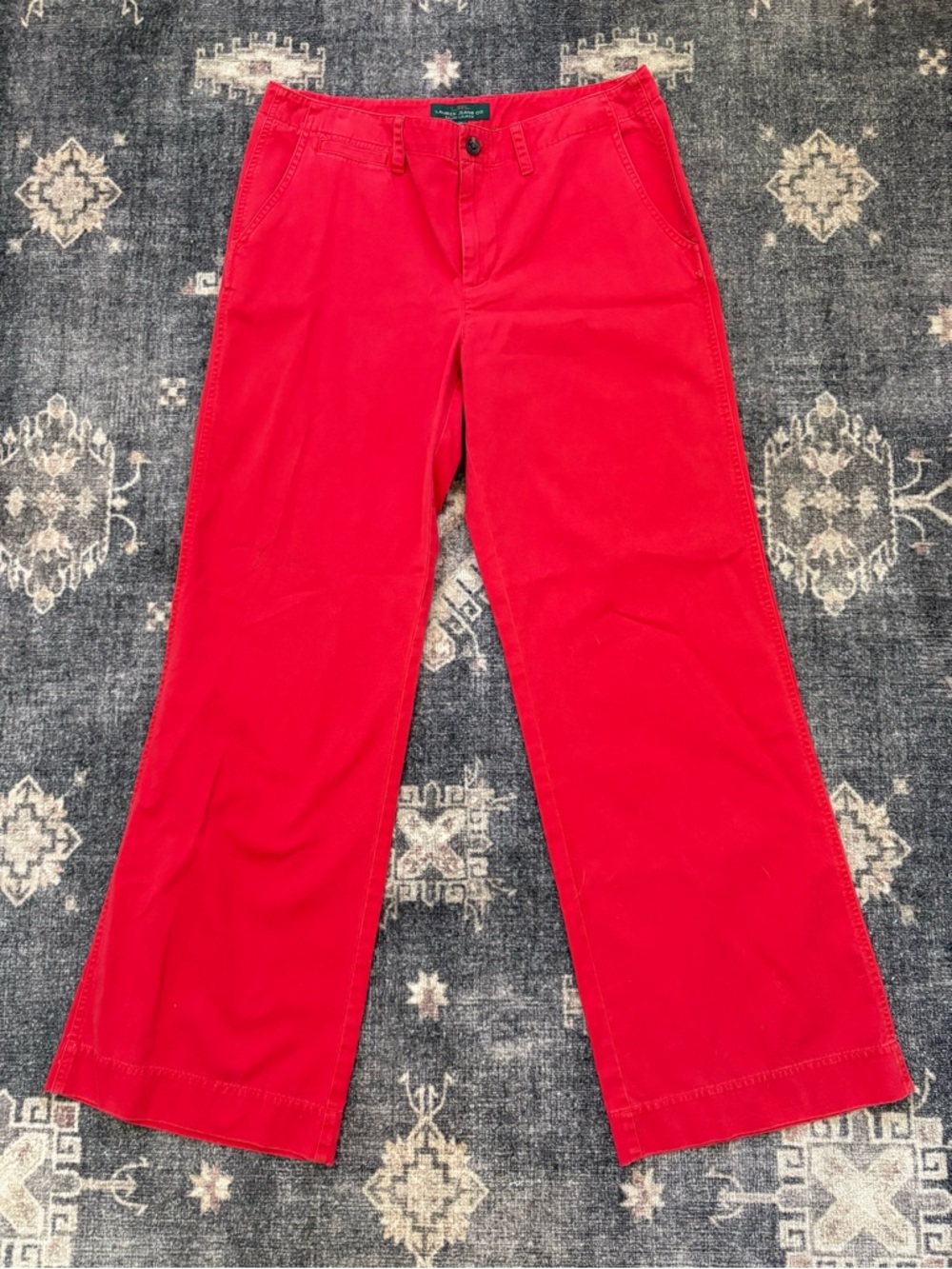 Ralph Lauren Bright Red Wide-Leg Cotton Pants